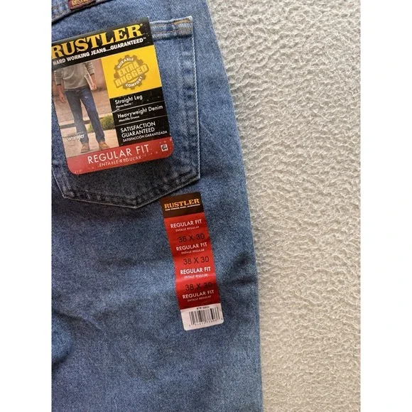 Rustler Jeans Mens 38x30 Blue Regular Fit Straight Leg Workwear Western NEW - Picture 11 of 11